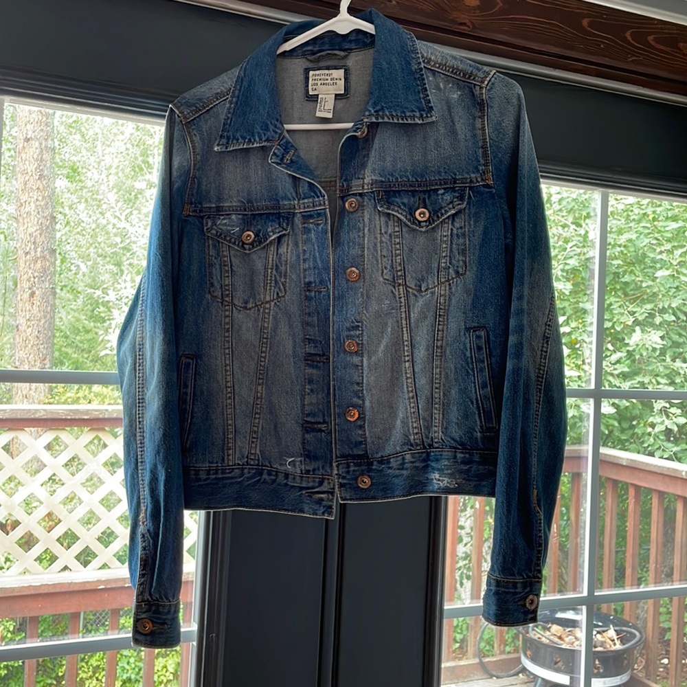 Distressed jean jacket
